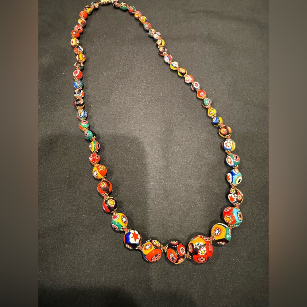 Vintage ERCOLE MORETTI Murano Glass Graduated Bead Millefiori Stunning Necklace - Picture 14 of 16